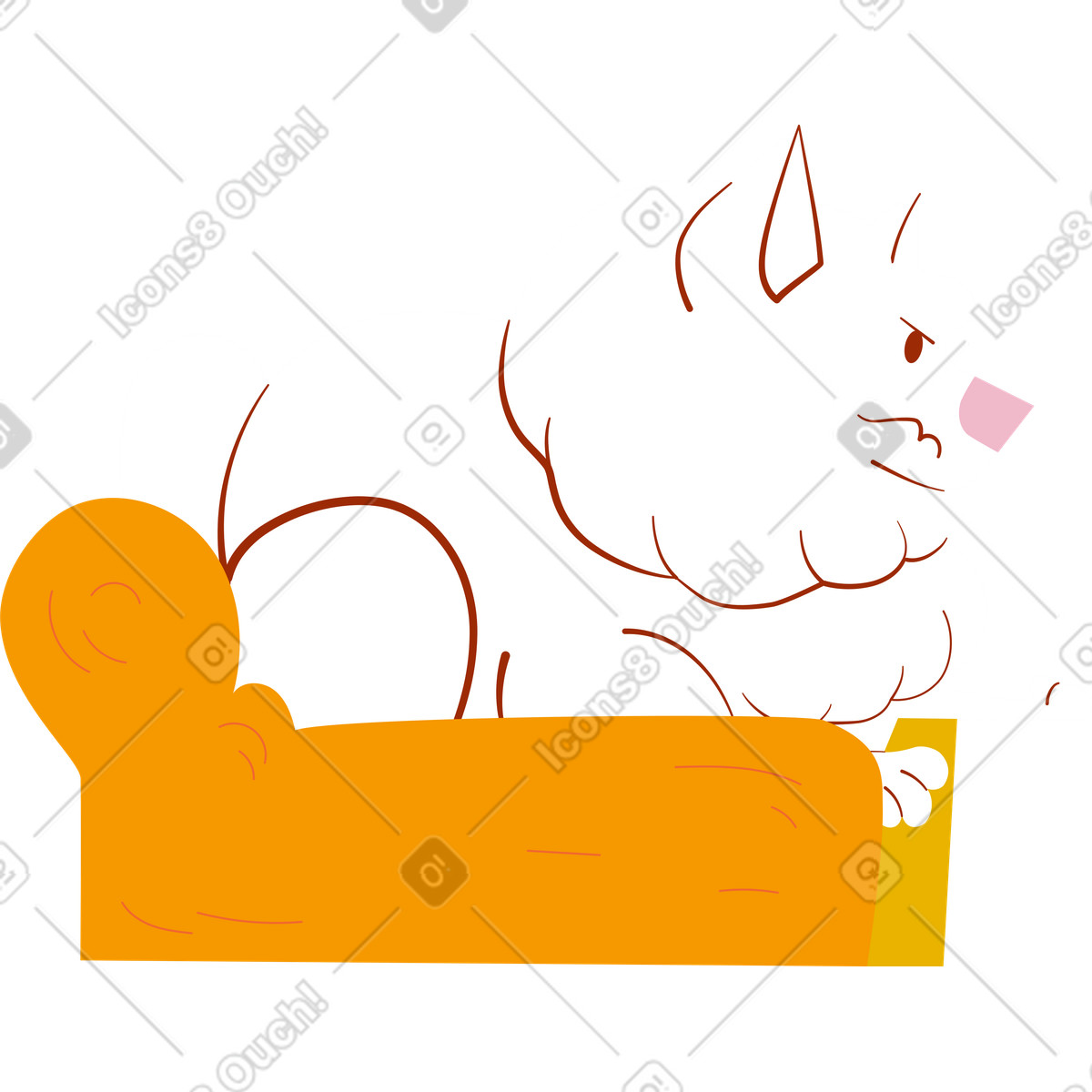 Ilustração de Cachorro branco da pomerânia na cadeira em no estilo Woof para baixar em PNG, SVG