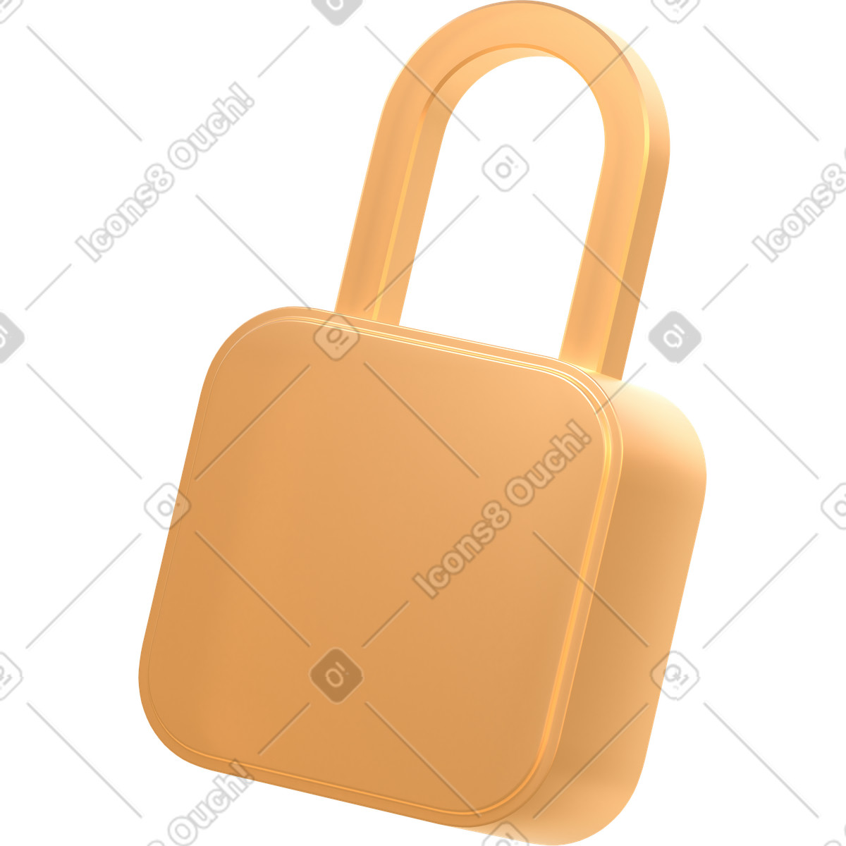 Abstract lock illustration in 3D Glassy style download in PNG, SVG