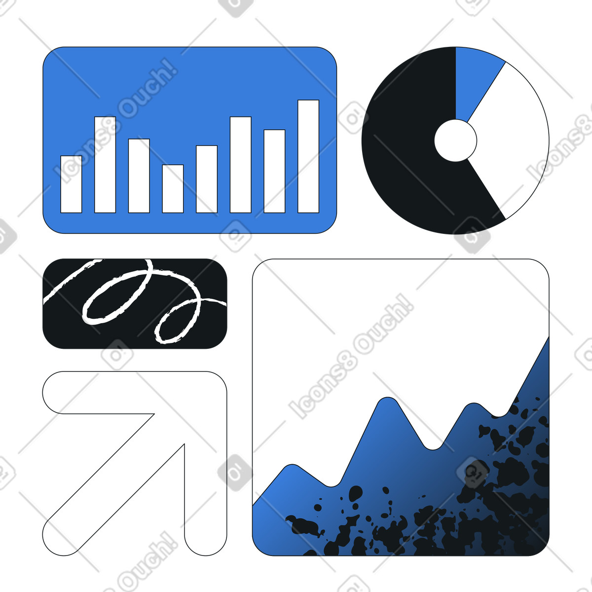 Midnight 스타일의 Business performance metrics dashboard, Financial growth and market analytics 일러스트레이션 PNG, SVG 다운로드