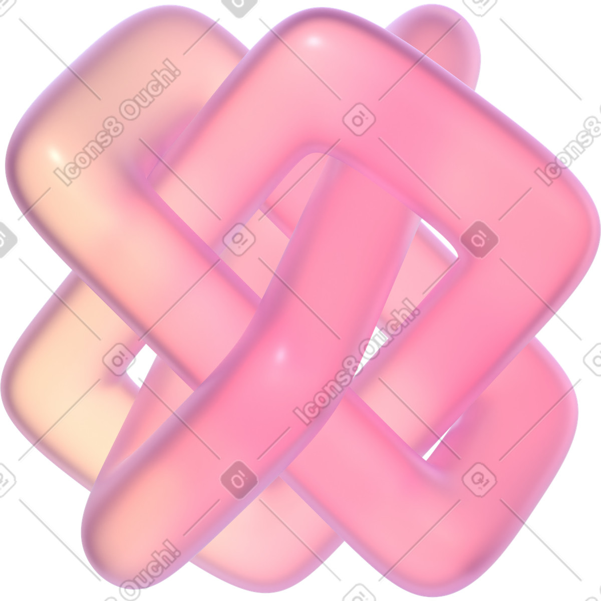 下载 3D Glassy 风格的 无缝结中互锁的柔和环 插画，支持 PNG、SVG 格式