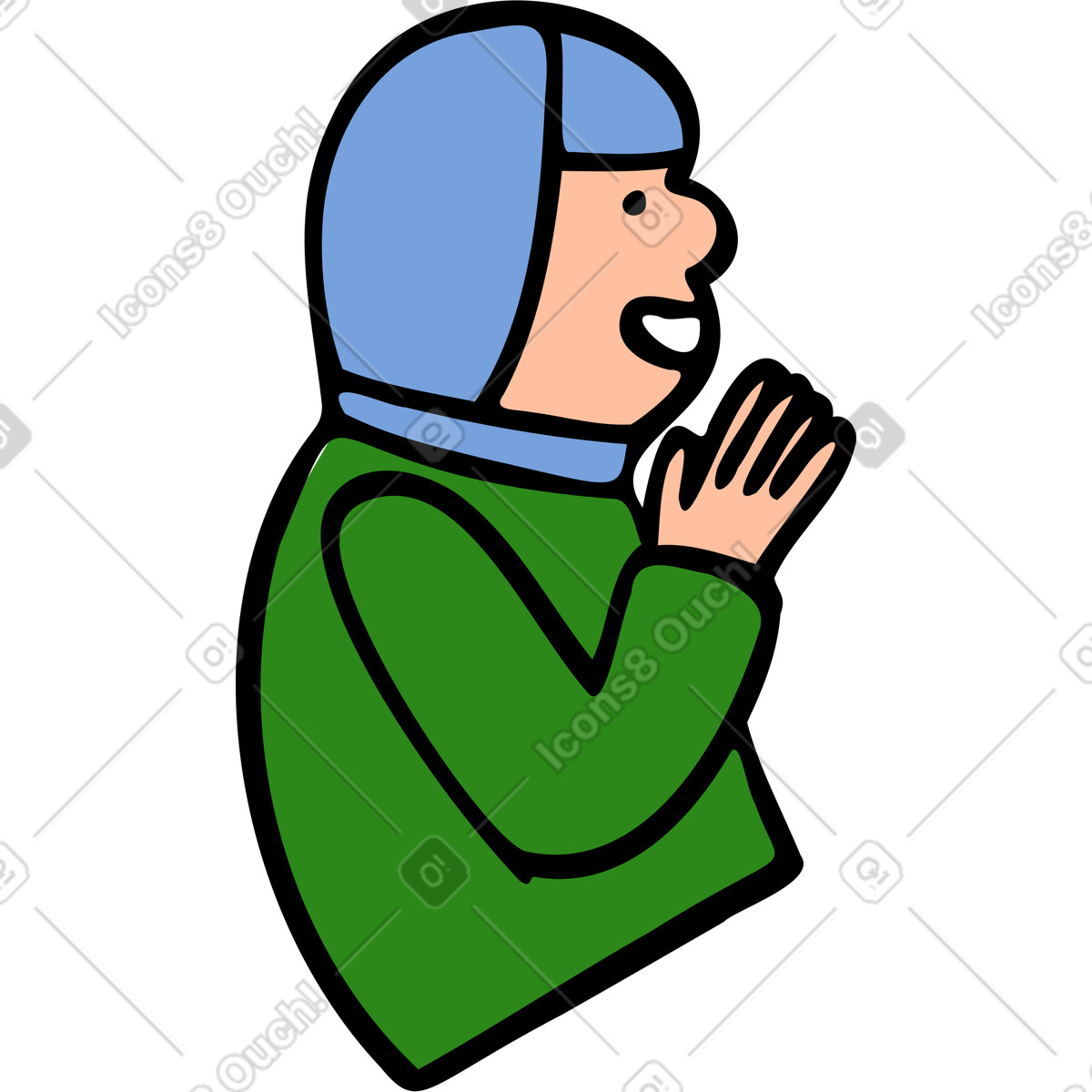 Ilustración Mujer con hijab hablando en estilo Comic a descargar en PNG y SVG
