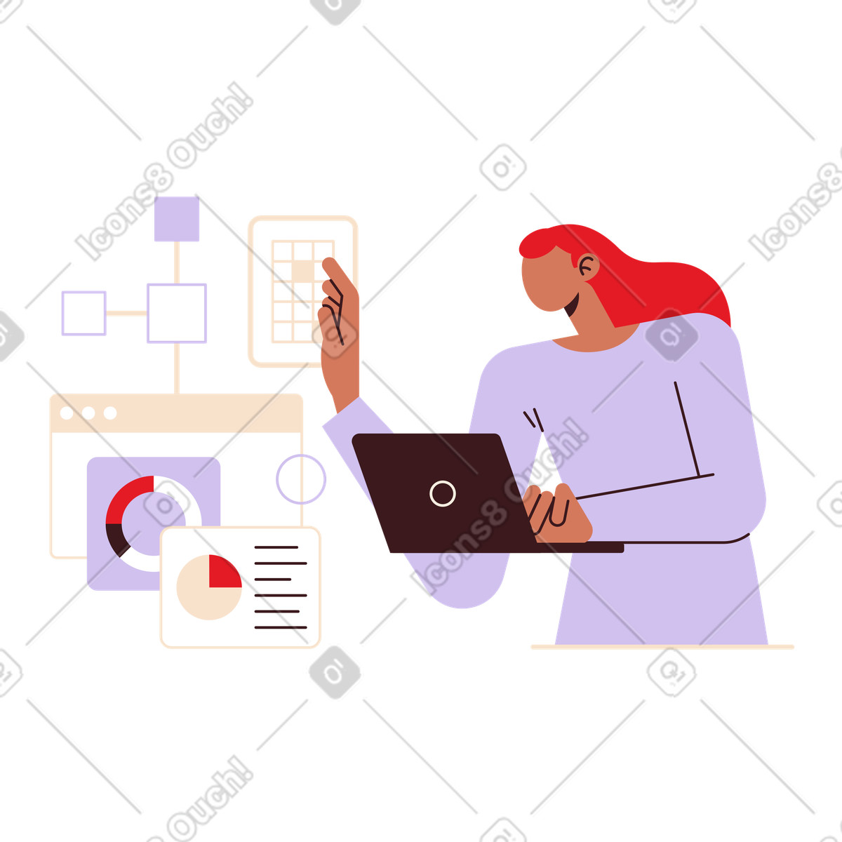 Ilustración Analista de la red en estilo Folks a descargar en PNG y SVG