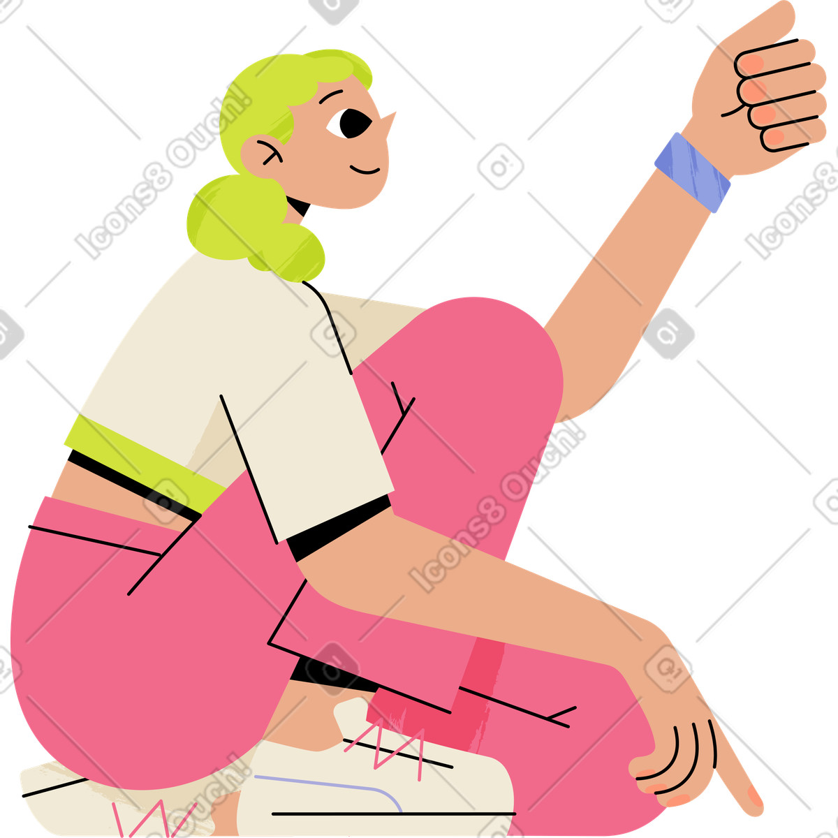 Ilustração de Garota agachada em no estilo Juicy para baixar em PNG, SVG