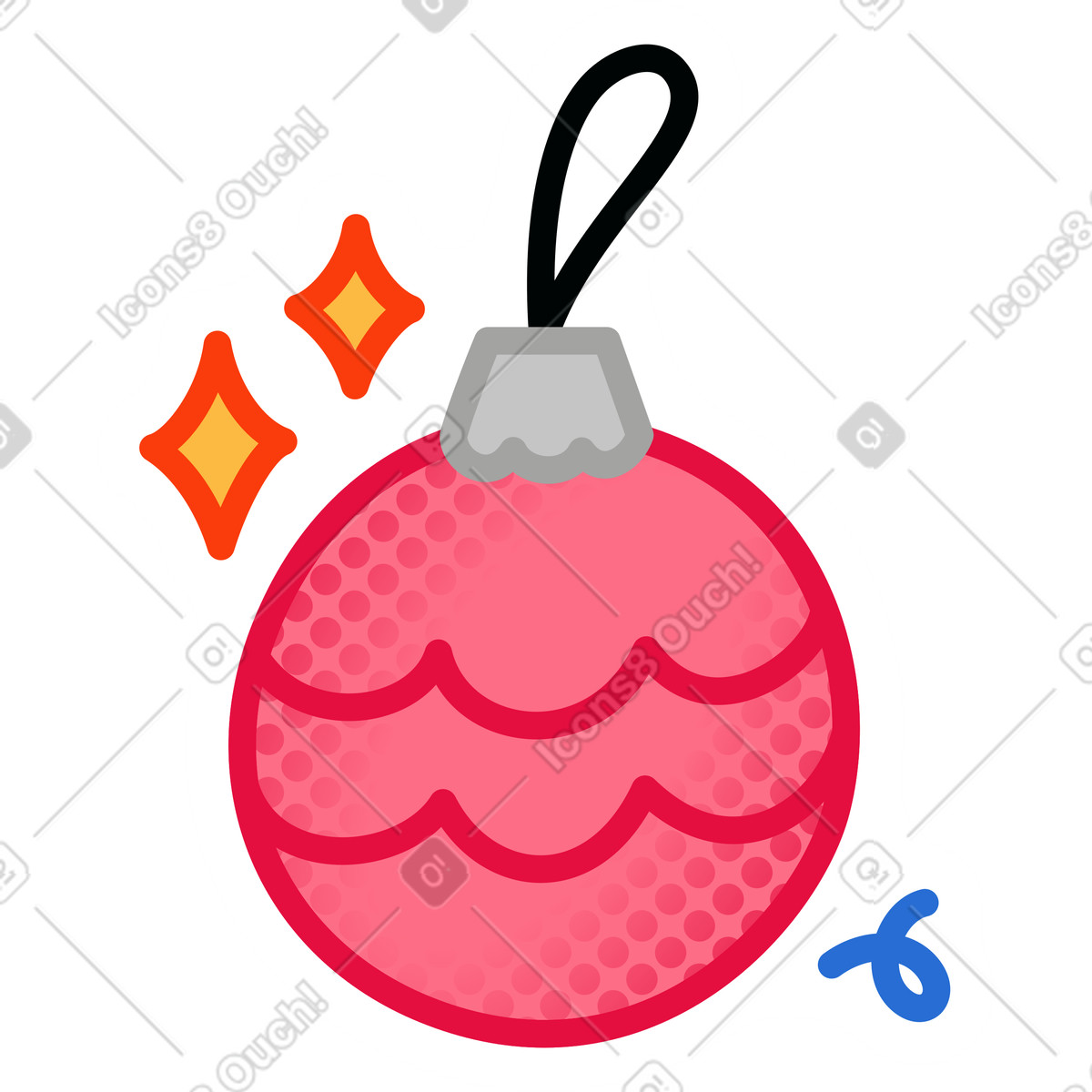 Red christmas bauble illustration in Purrfect style download in PNG, SVG