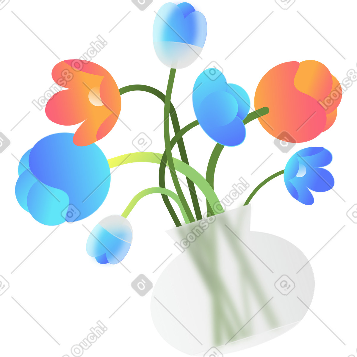 Illustration Vase à fleurs effet verre dépoli dans le style Morphis télécharger aux formats PNG, SVG