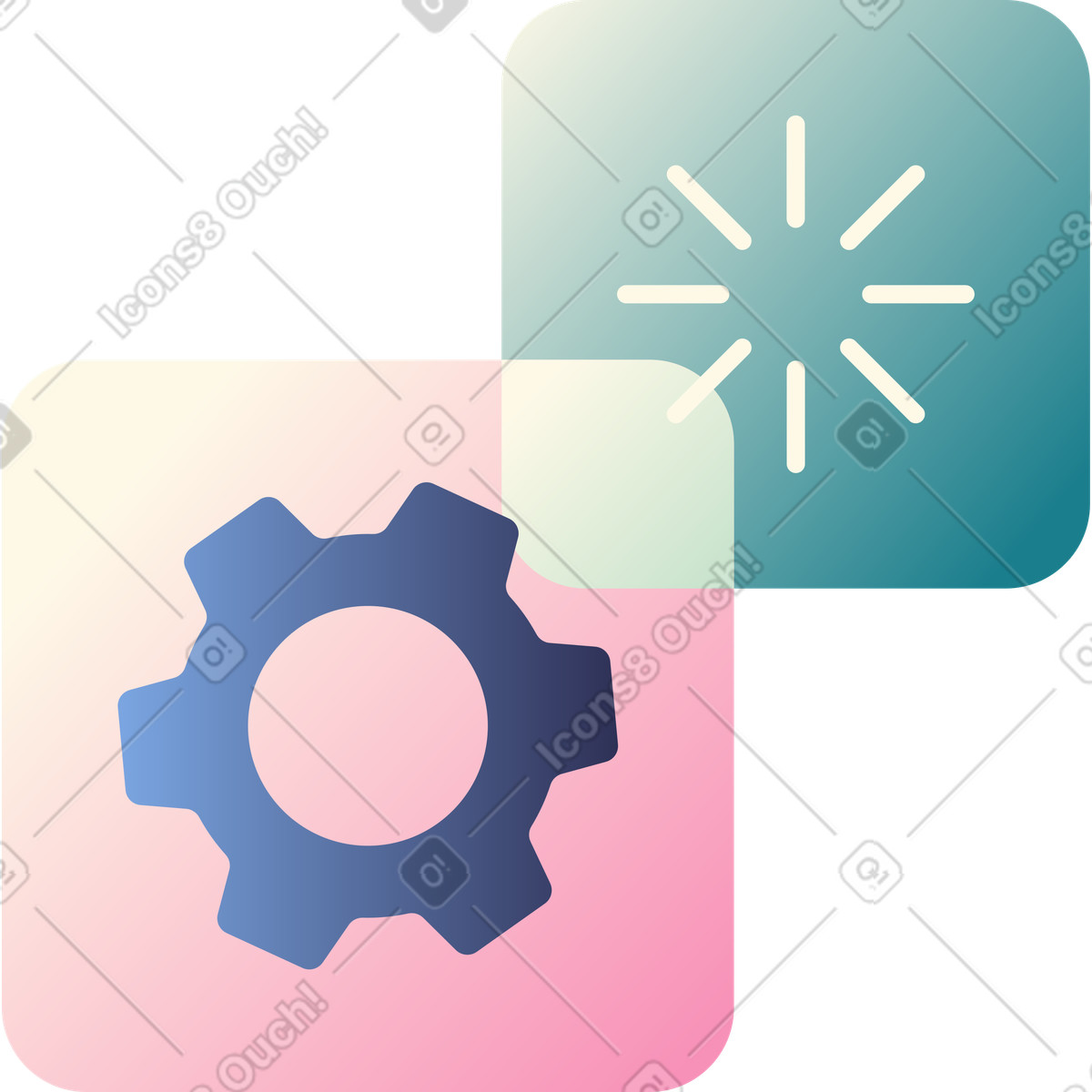 Download icon and gear icon illustration in PNG, SVG