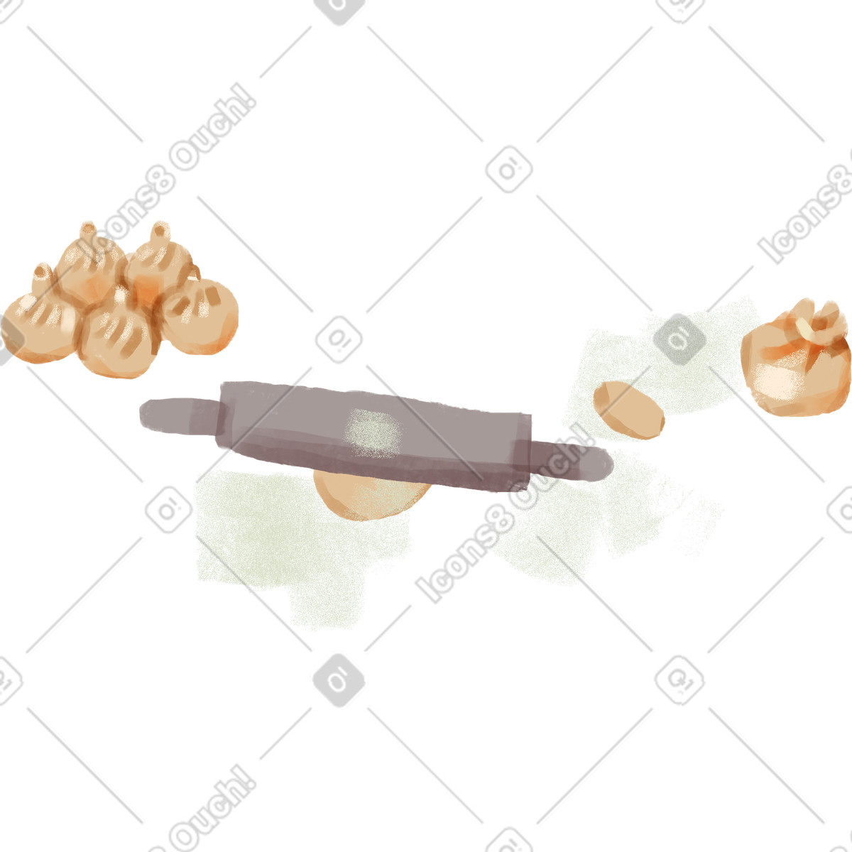 Cucinando illustrazione in stile Ikigai scarica in PNG, SVG