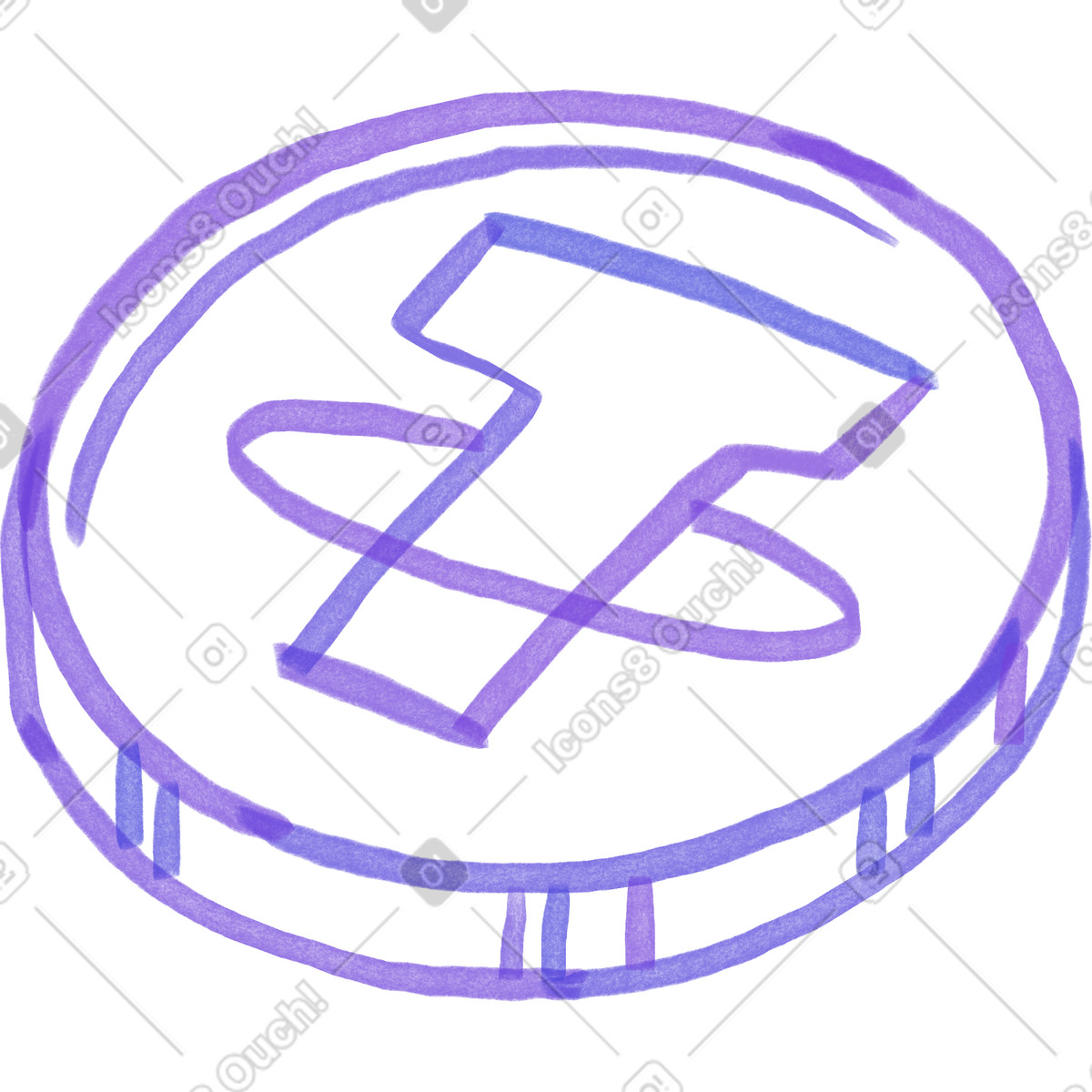 Crypto coin-Illustration im Marker-Stil als Download in PNG, SVG