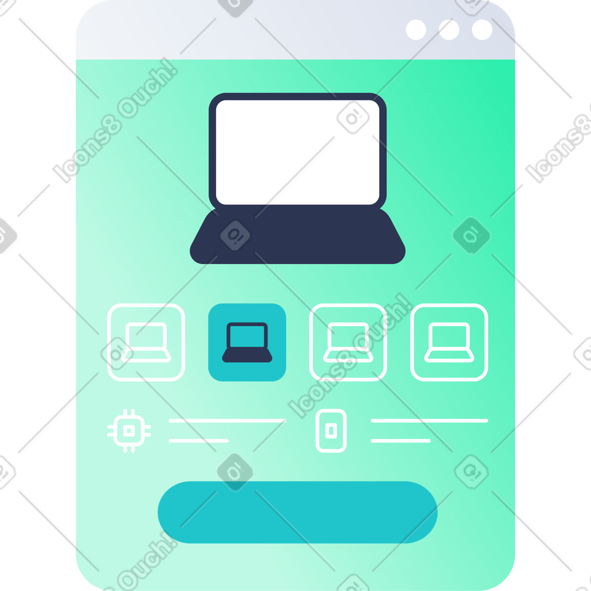 Scheda prodotto laptop, vetrina tecnologico illustrazione in stile Lucent scarica in PNG, SVG