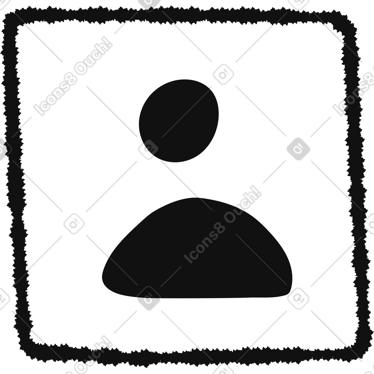 Ilustração de Profile avatar silhouette inside rough square frame for user interface em no estilo Bold People para baixar em PNG, SVG