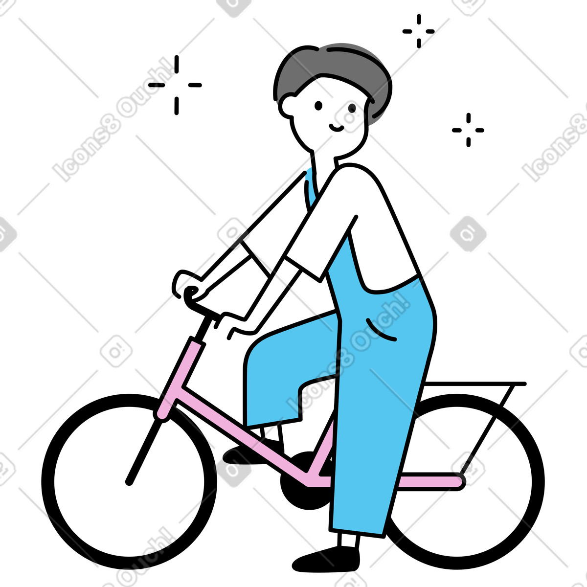 Joyful bike ride illustration representing eco-friendly commuting clipart for activism awareness