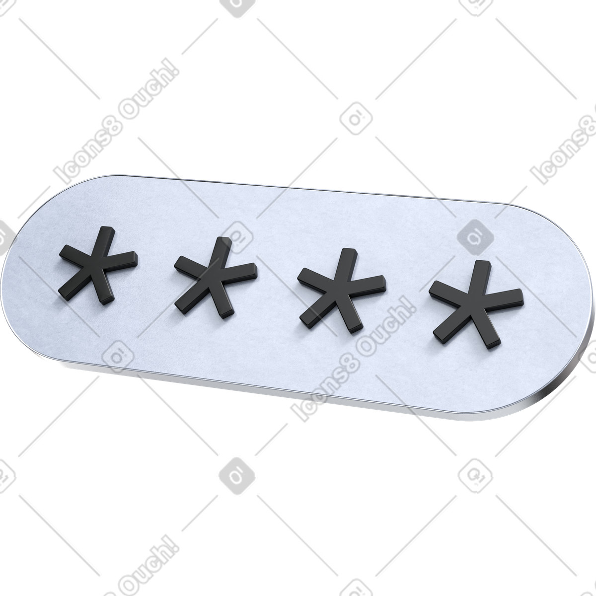 Icona del campo password, autenticazione di accesso sicuro, simbolo protezione dei dati illustrazione in stile 3D Pro scarica in PNG, SVG