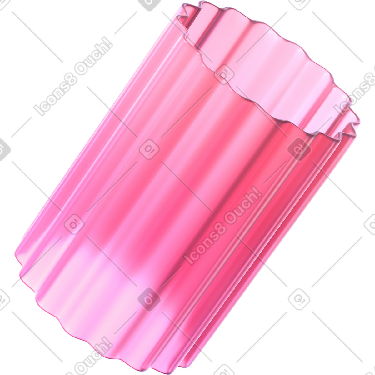 下载 3D Glassy 风格的 抽象肋状玻璃管 插画，支持 PNG、SVG 格式