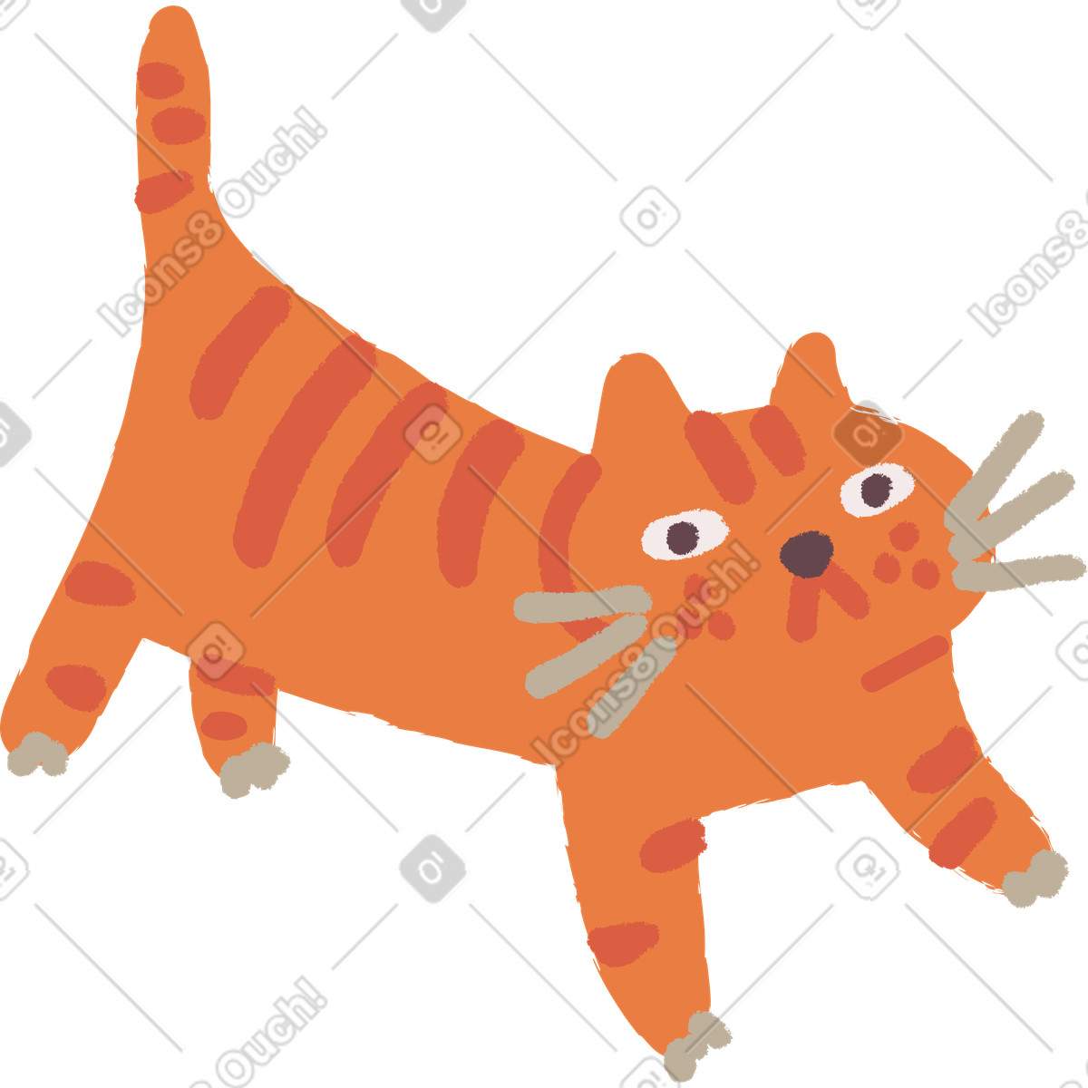 Cat standing illustration in Ginger style download in PNG, SVG