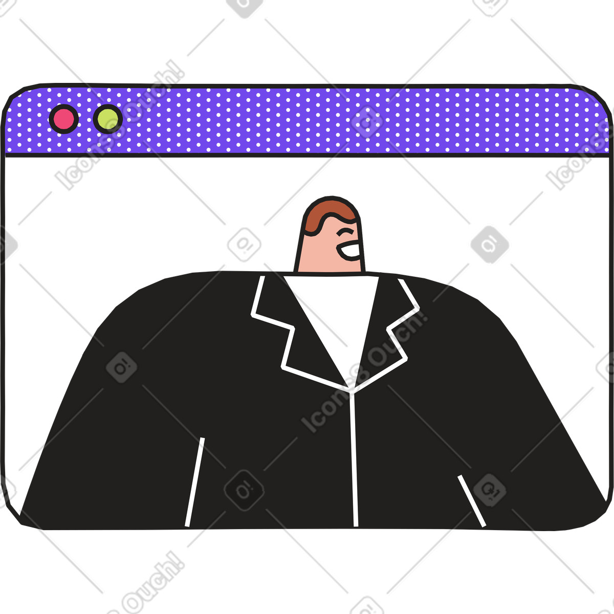 Uomo nella finestra del browser illustrazione in stile Dazzle scarica in PNG, SVG