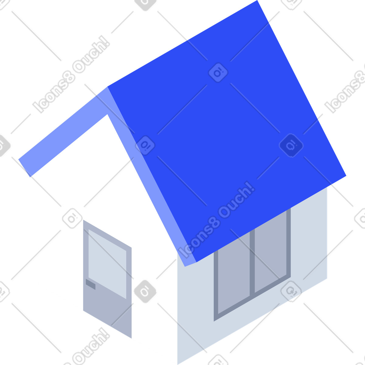 Residential property simple blue house structure illustration in System style download in PNG, SVG