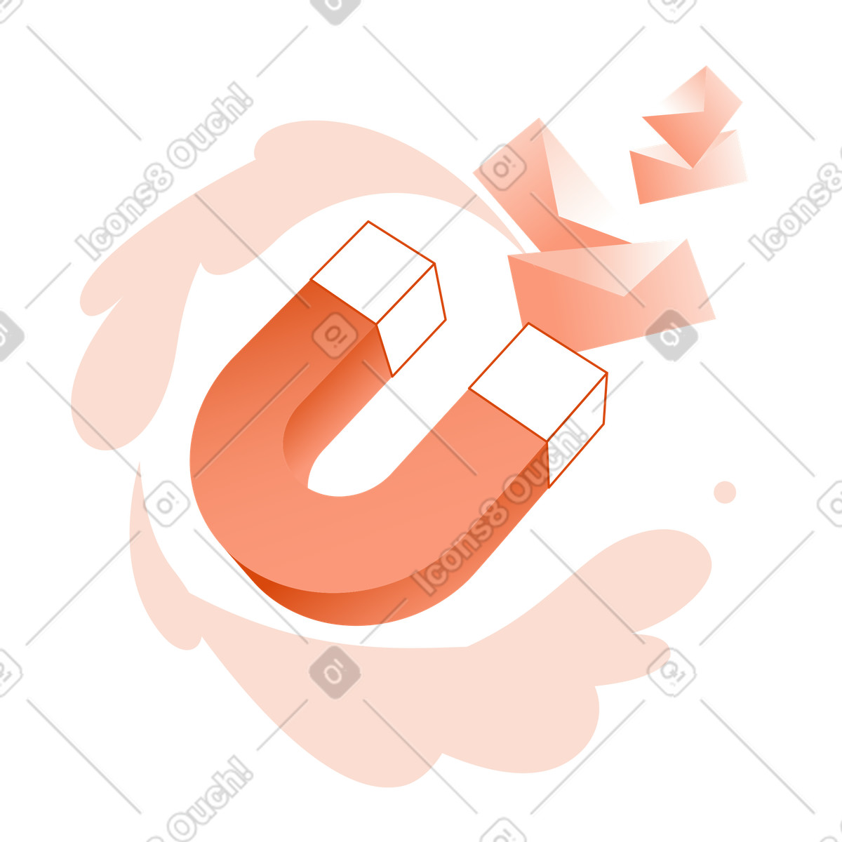 Orange スタイルの Magnet attracting envelopes, Email marketing or lead generation のイラストをPNG、SVG形式でダウンロード