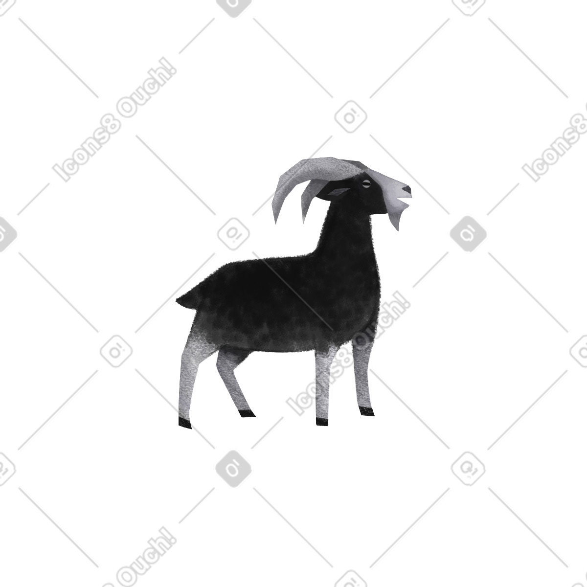 Goat illustration in Family style download in PNG, SVG