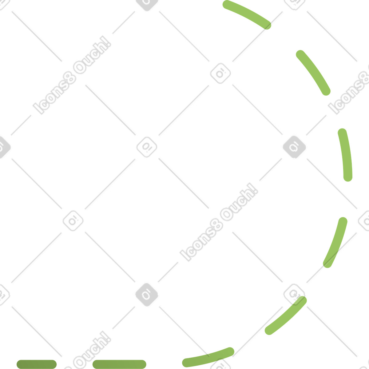 Green dashed line illustration in Silky style download in PNG, SVG