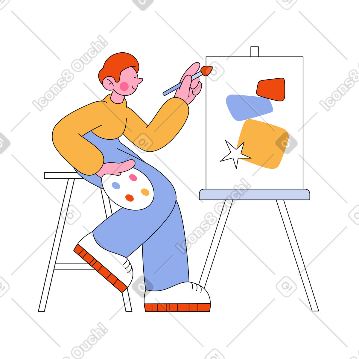 Pittura dell'artista su tela illustrazione in stile Bloom scarica in PNG, SVG
