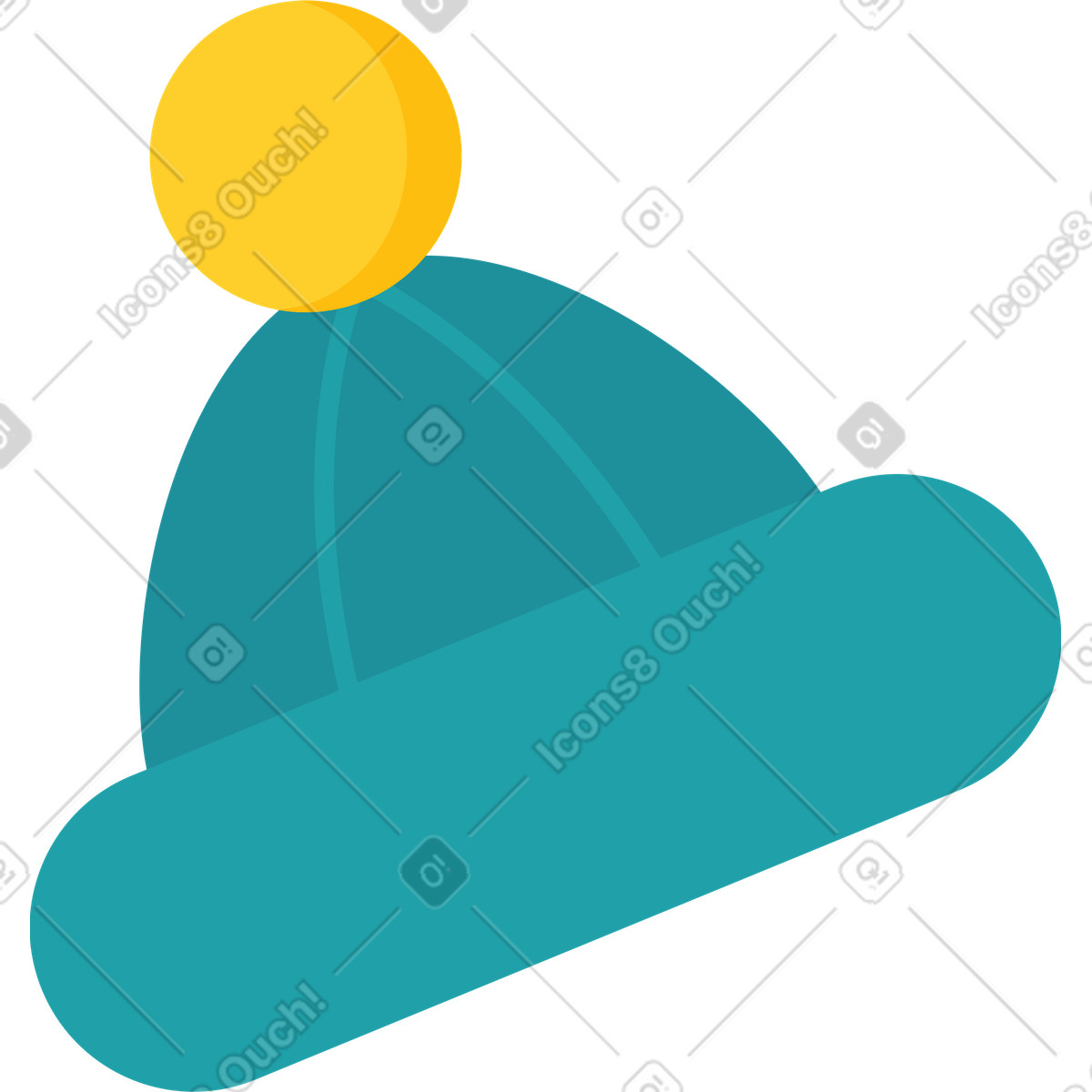 Hat with a pompom illustration in Sammy style download in PNG, SVG
