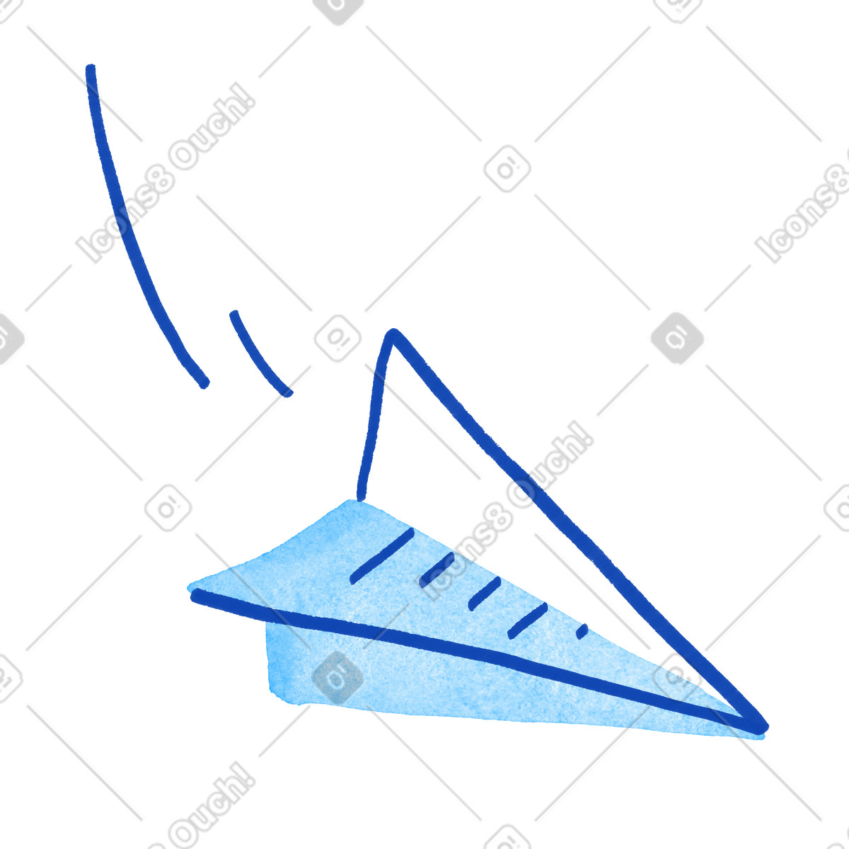 Paper airplane flying forward with motion lines and folded wings illustrazione in stile Tint scarica in PNG, SVG