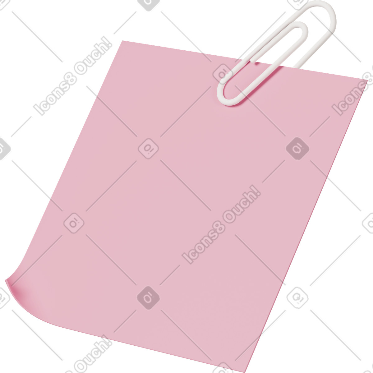 下载 3D Casual life 风格的 Pink sticky note 插画，支持 PNG、SVG 格式