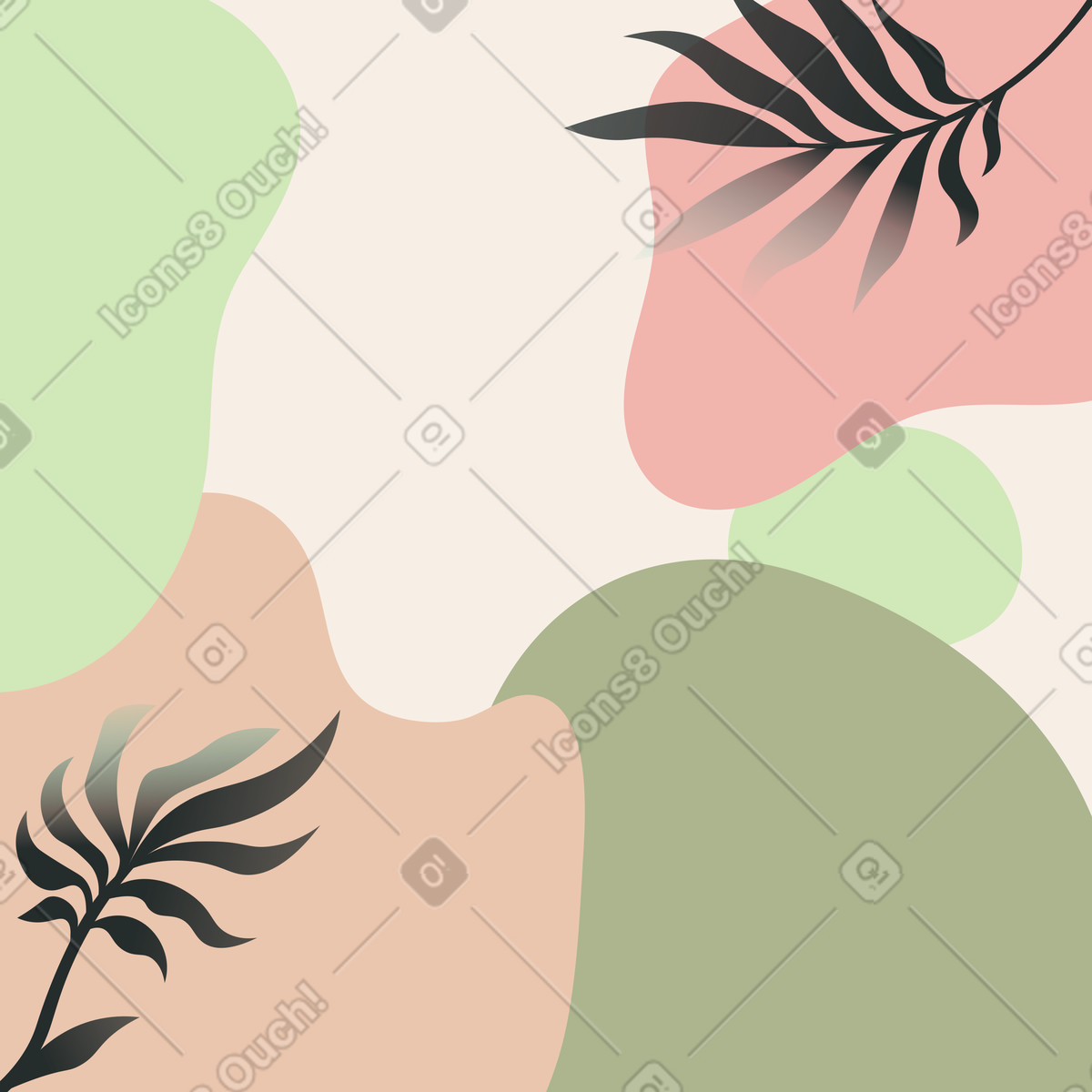 Illustration Abstrait pastel avec des plantes dans le style Experimental à télécharger aux formats PNG, SVG