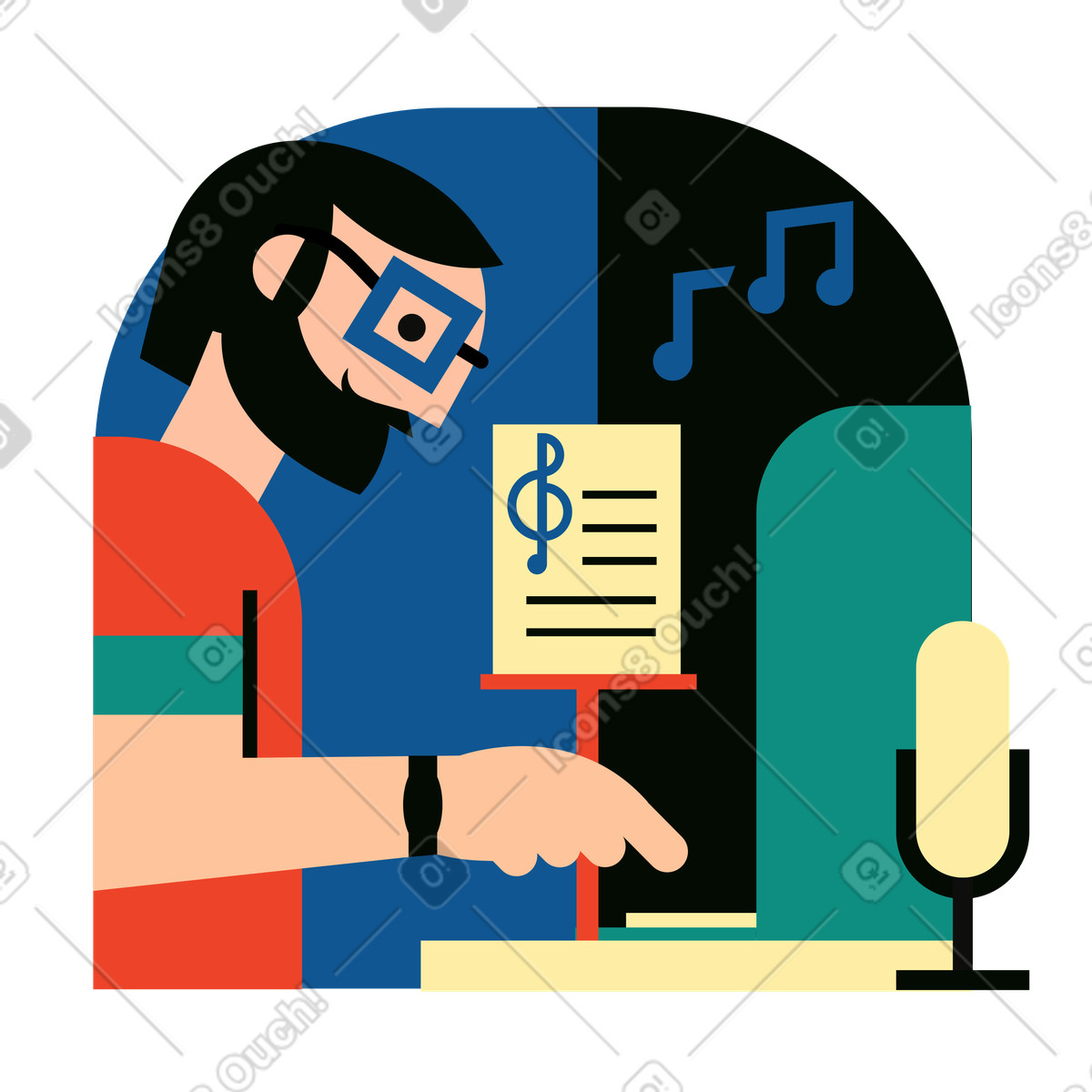 Mann spielt und nimmt musik auf-Illustration im Polar-Stil als Download in PNG, SVG