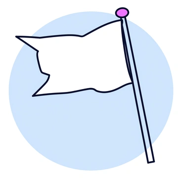 A tattered flag with faded colors, prominently displaying a simple emblem. The flag is caught in a gentle breeze, its edges frayed and fluttering. The scene captures the movement of the fabric as it waves against a clear blue sky, conveying a sense of resilience. The pole holding the flag is sturdy and weathered, suggesting a long history.