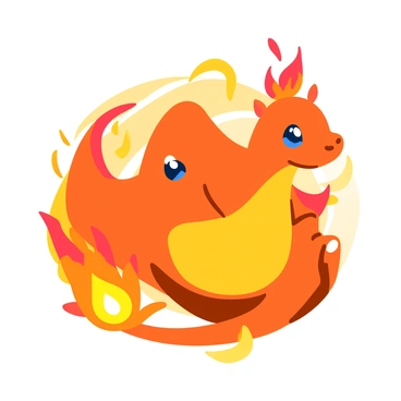 A vibrant promotional poster featuring "Charmander" in a dynamic action pose. "Charmander" is depicted with bright orange scales, its tail blazing with a flickering flame at the tip. The background is filled with swirling flames and glowing embers, highlighting the intensity of the scene. Its eyes are focused, showcasing determination. In the foreground, "Charmander" is surrounded by bursts of fire and sparks, enhancing the sense of movement and energy in the illustration.
