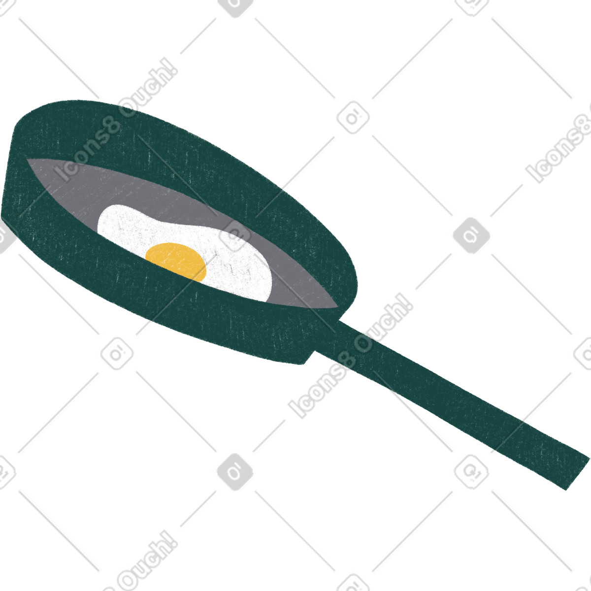 Frying pan with scrambled eggs illustration in Tutti style download in PNG, SVG