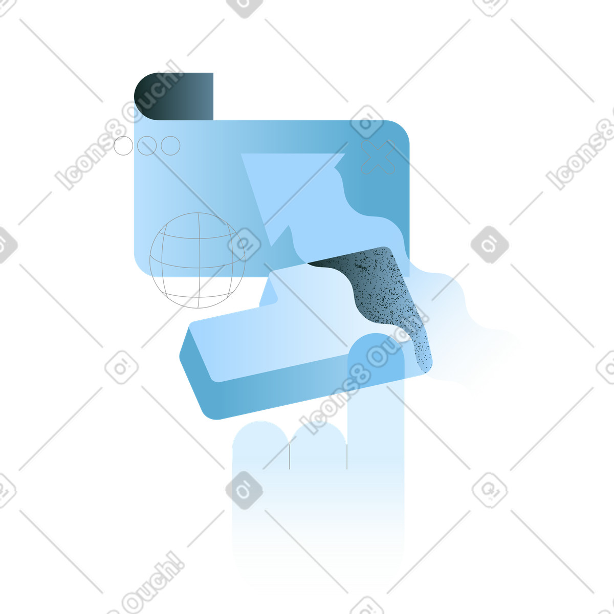 Pulsante invio e interfaccia del browser, navigazione internet illustrazione in stile Concept scarica in PNG, SVG