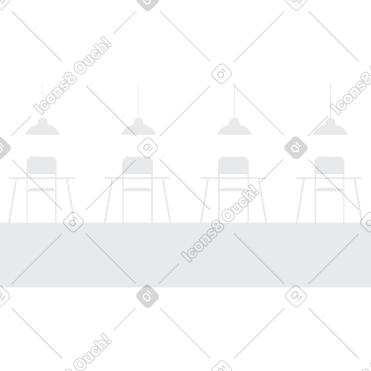 Coworking space tables and chairs background illustration in Urban style download in PNG, SVG