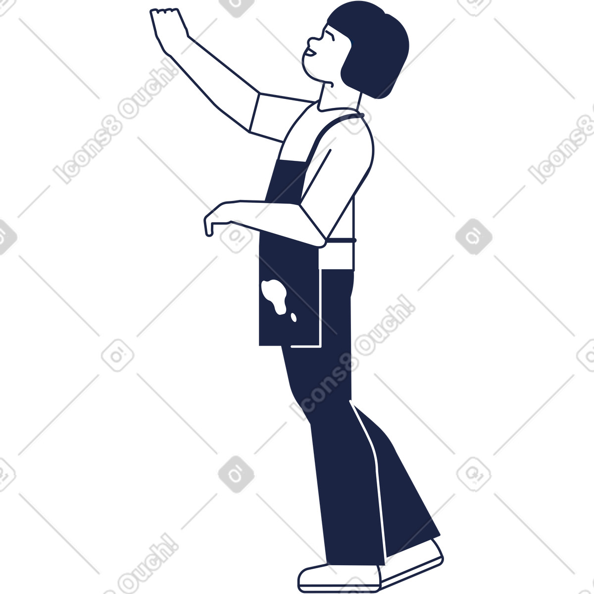 Ilustração de Garota na vista lateral do avental em no estilo Urban Line para baixar em PNG, SVG