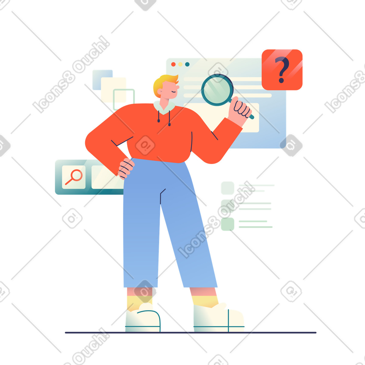 Man searching for information on the web illustration in PNG, SVG