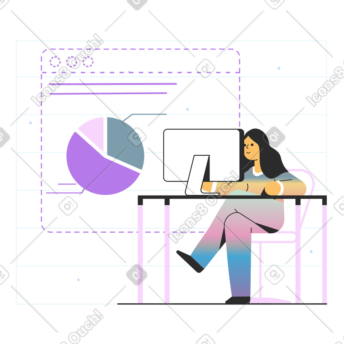 Relazione finanziaria illustrazione in stile Marginalia scarica in PNG, SVG