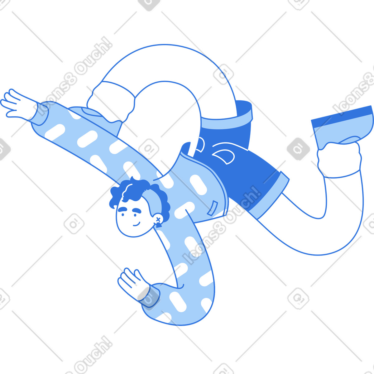 Frau springt-Illustration im Sky-Stil als Download in PNG, SVG