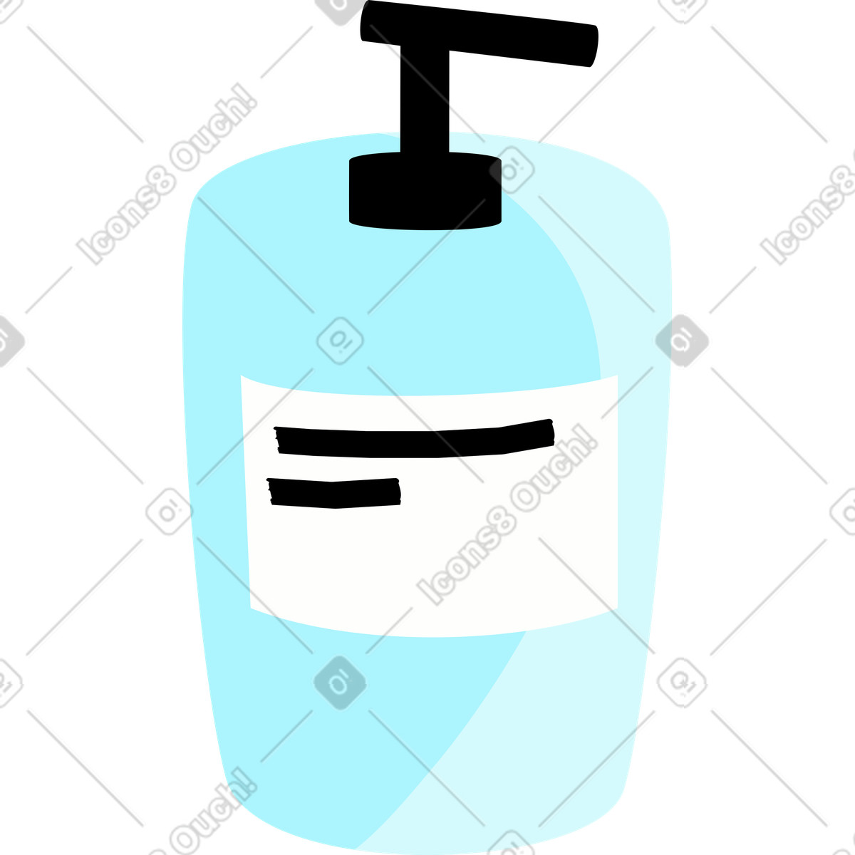 Bath soap in a blue bottle illustration Lagom style download PNG, SVG