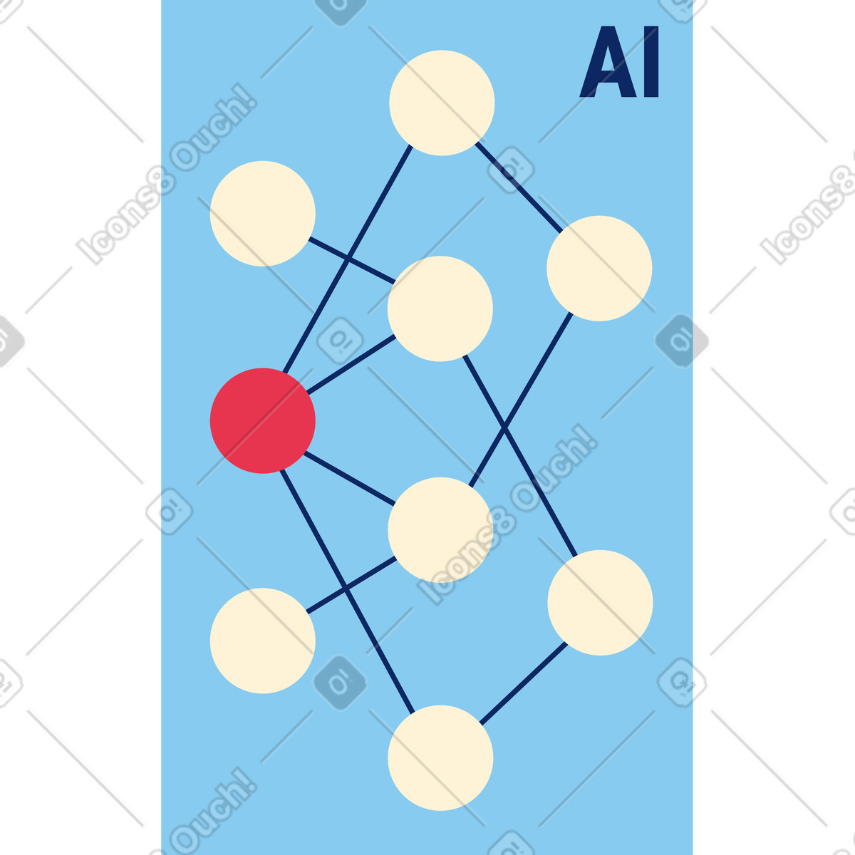 Illustration Formation de connexions neuronales par intelligence artificielle dans le style Catchy à télécharger aux formats PNG, SVG