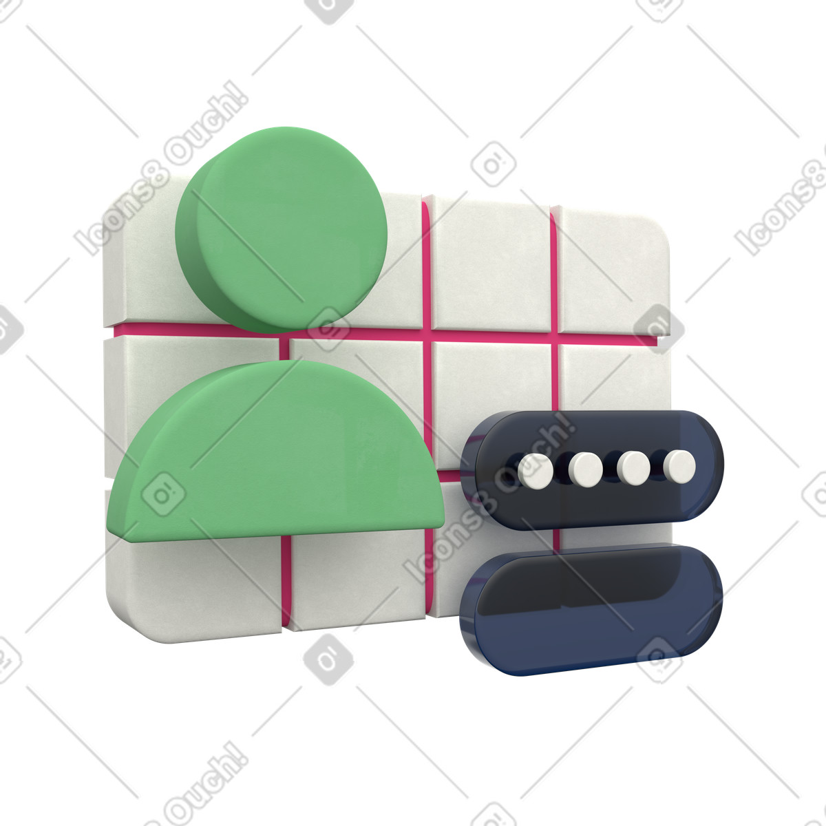 User authentication system, Account login verification, Secure authorization illustration in 3D Grid style download in PNG, SVG
