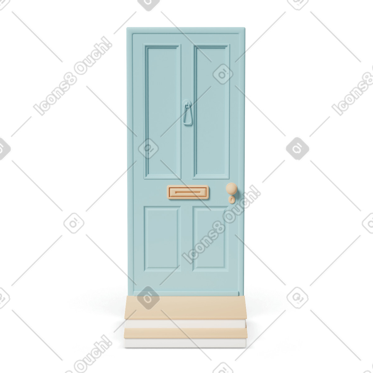 Blue door with steps illustration in 3D Casual life style download in PNG, SVG