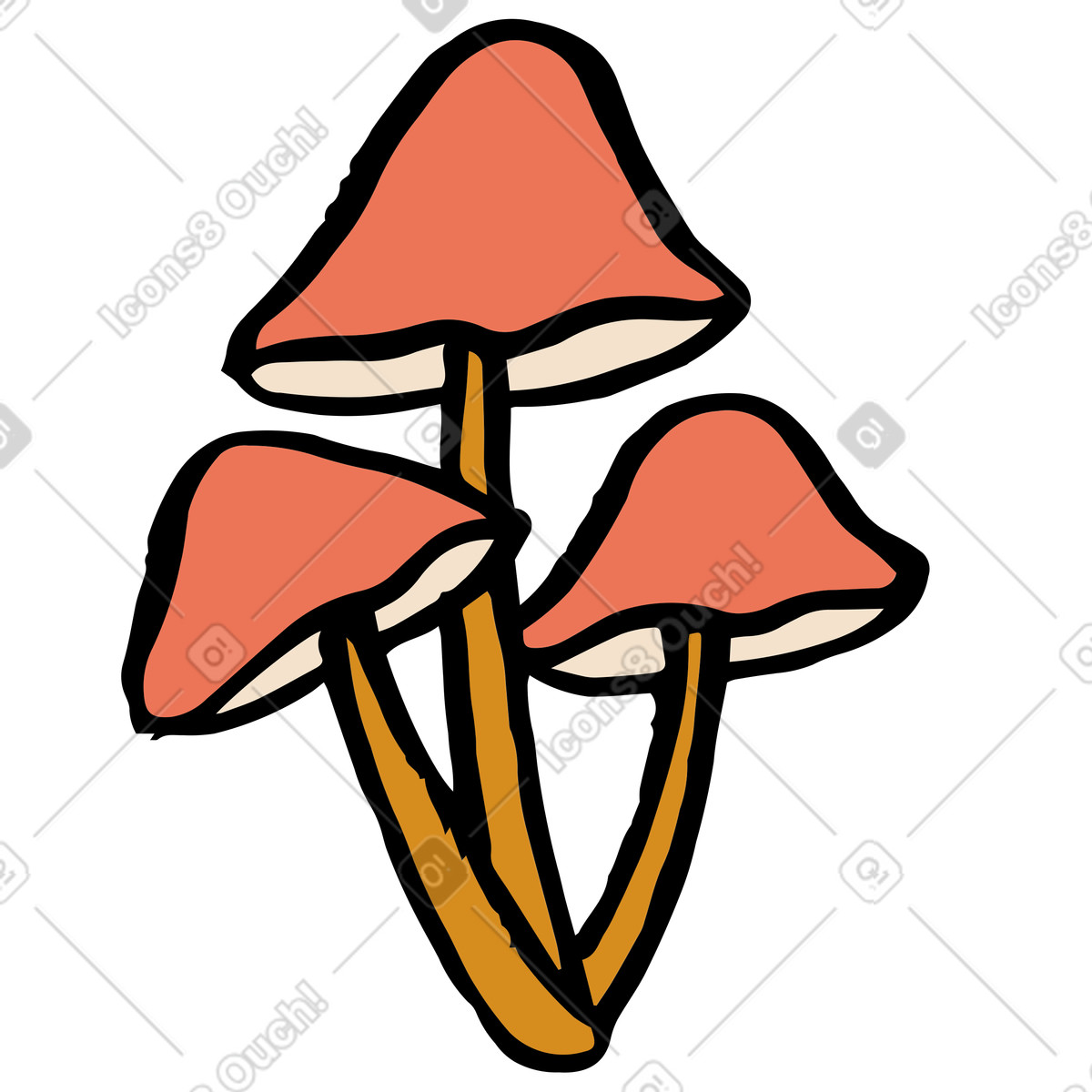 Illustration Trois champignons rouges dans le style Scandi à télécharger aux formats PNG, SVG