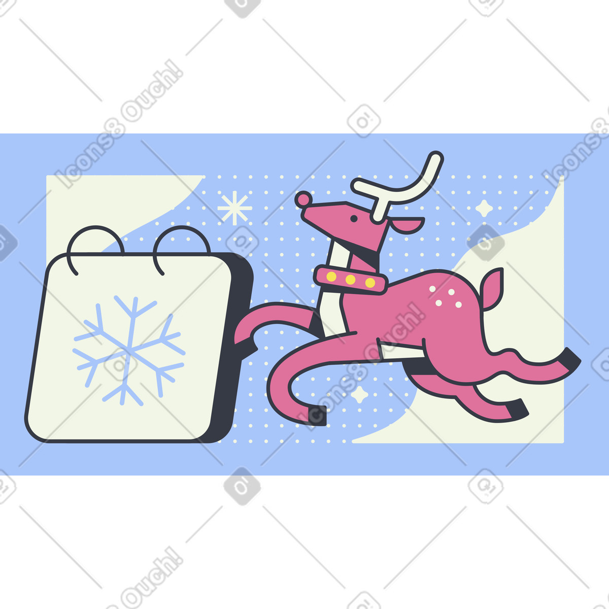 Ilustración Ciervo navideño y calendario en estilo Abstract a descargar en PNG SVG