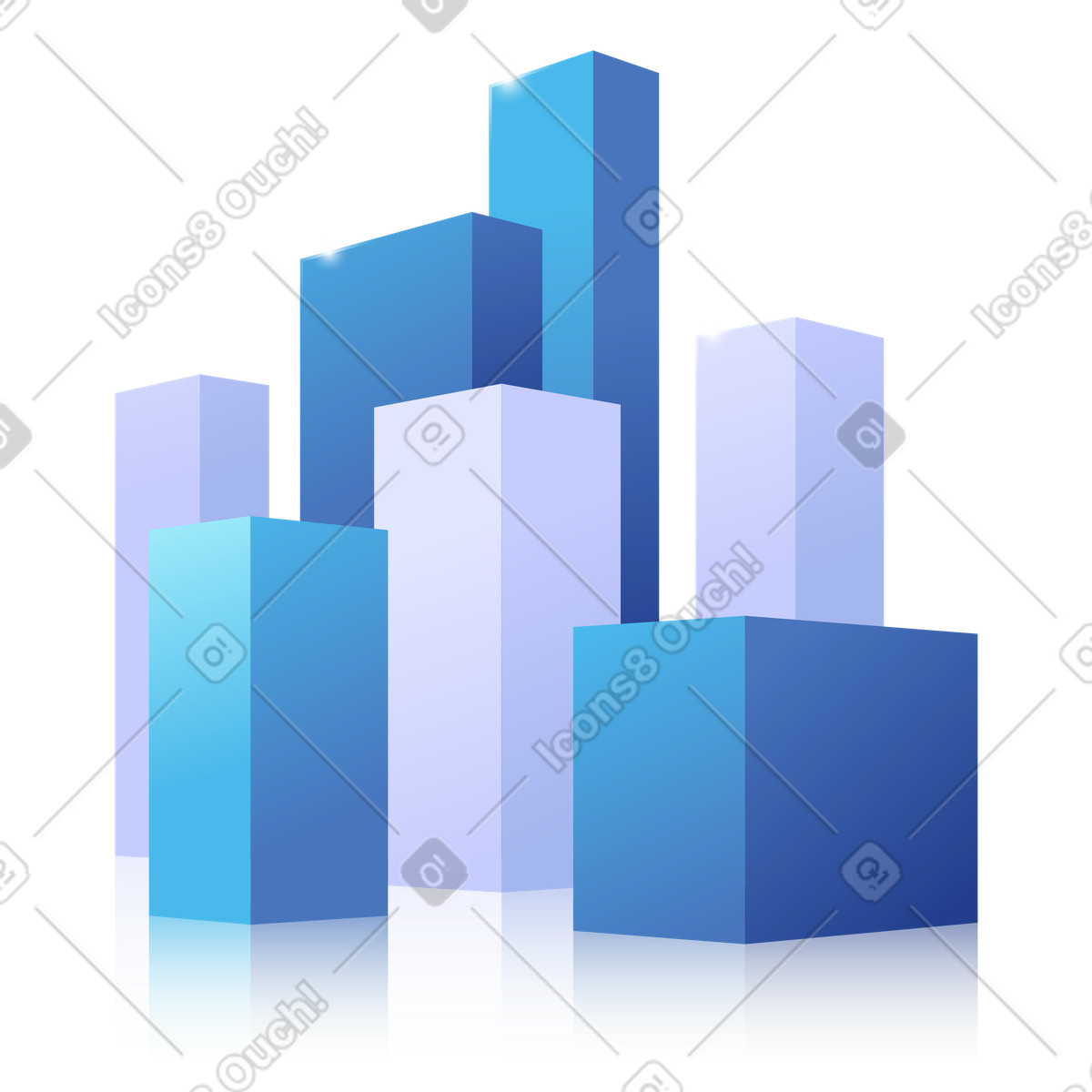 Rising blue columns, Business data visualization illustration in Quantum style download in PNG, SVG