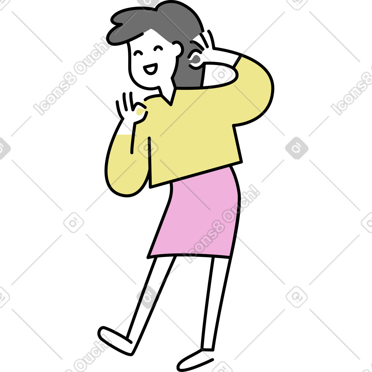 Junge frau zeigt eine geste „ok“.-Illustration im Mochi-Stil als Download in PNG, SVG
