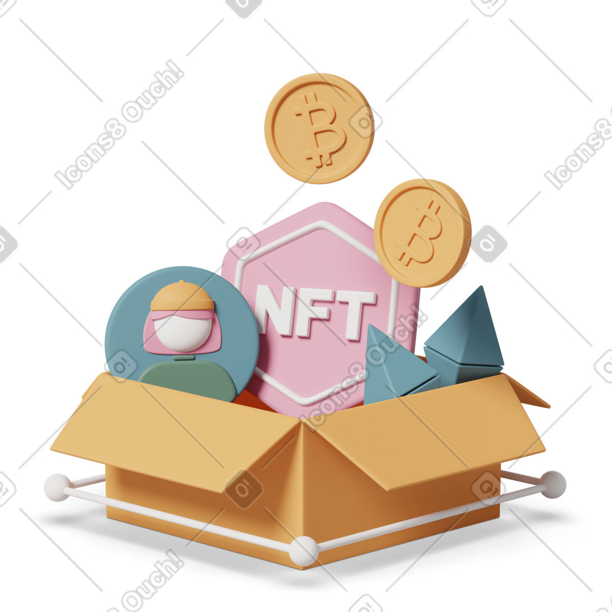 Ilustração de Nft box em no estilo 3D Casual life para baixar em PNG, SVG