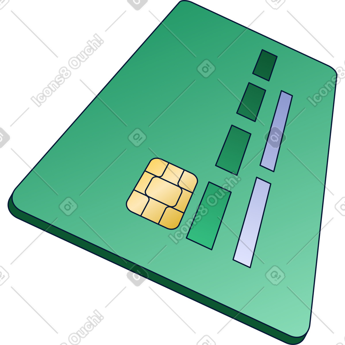 Green credit card illustration in Neat style download in PNG, SVG