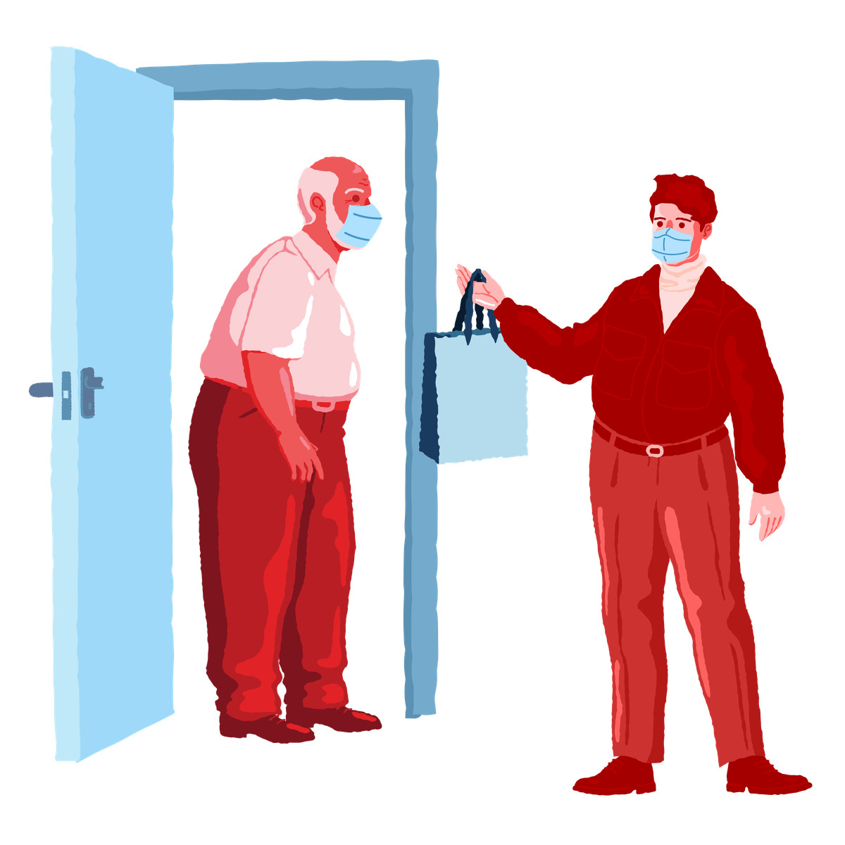 Safe delivery to an elderly man illustration clipart images in PNG, SVG, GIF