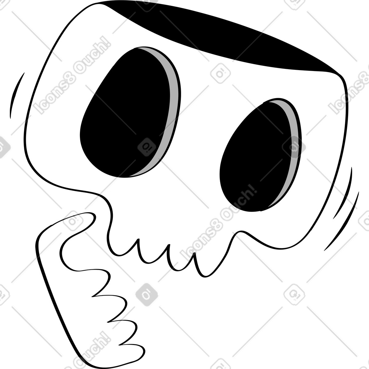 Schädel-Illustration im Looney-Stil als Download in PNG, SVG